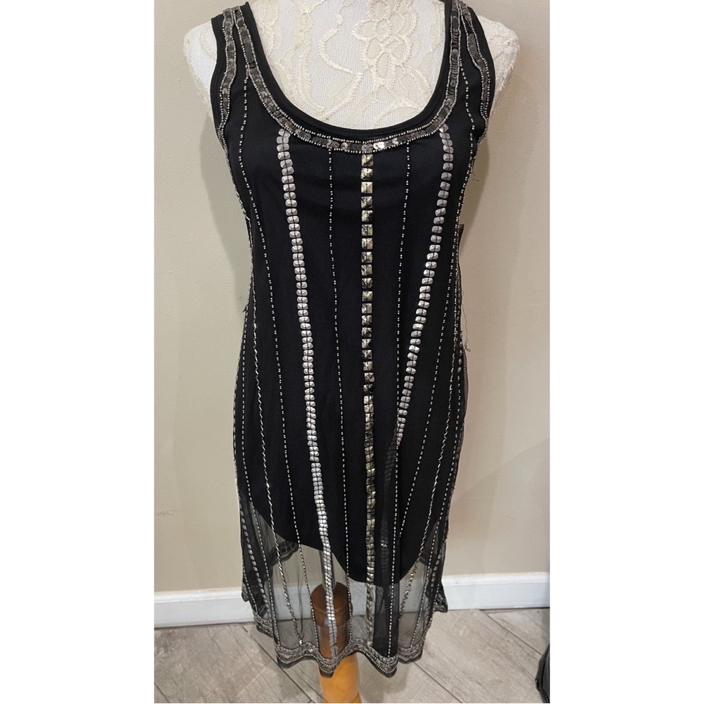 Angie Womens Black Beaded Dress Size S